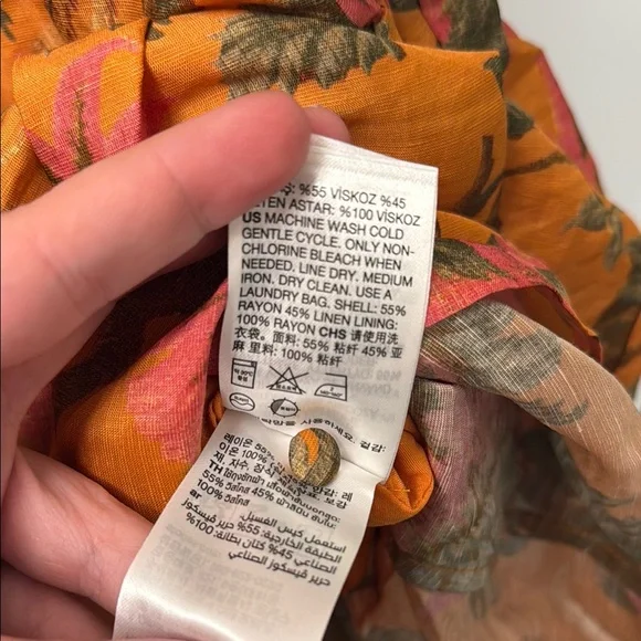 & Other Stories Asymmetrical Ruffle Dress in Orange and Pink Floral - Picture 9 of 12